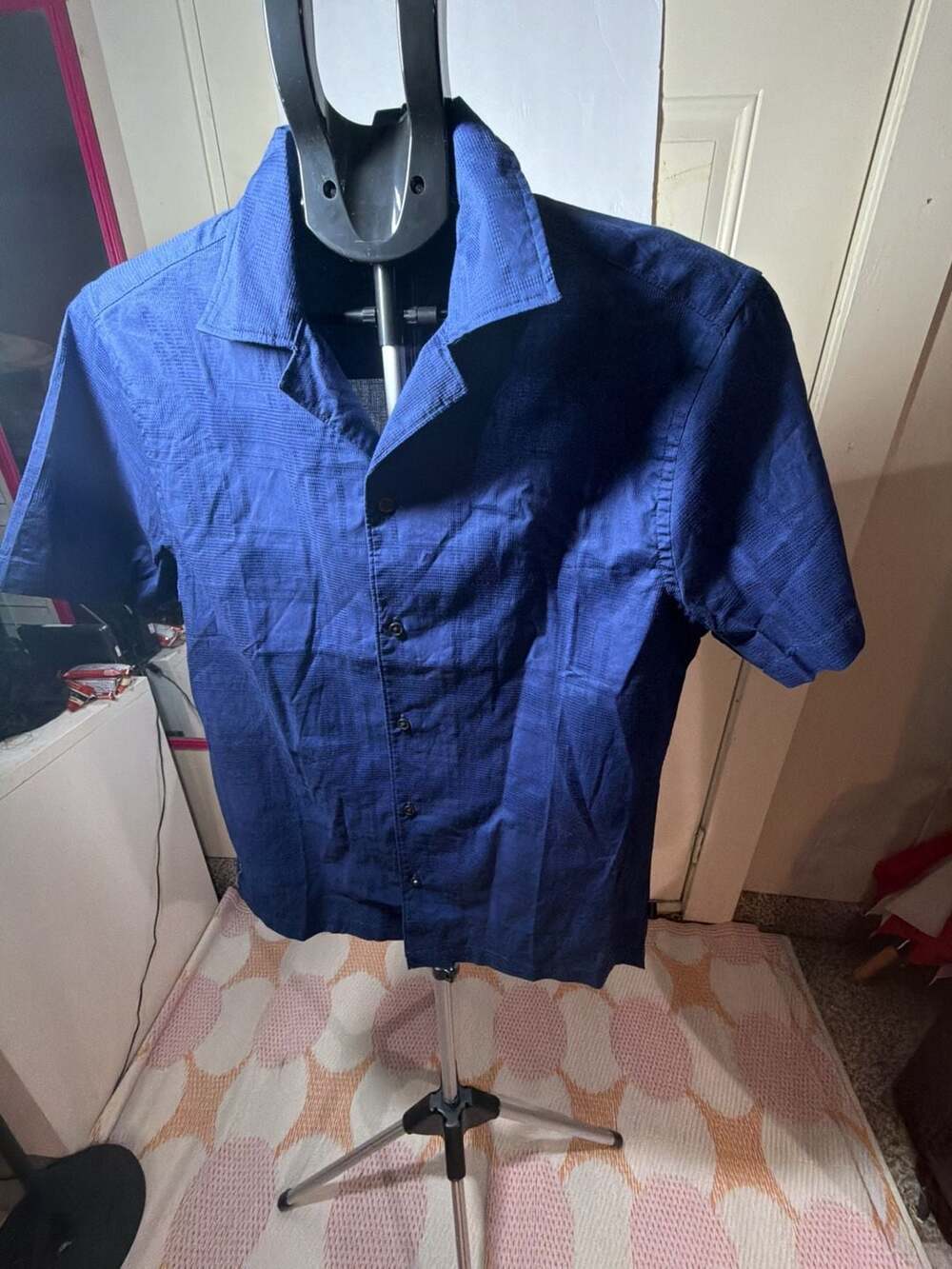 Ted Baker London Textured Camp Shirt Midnight Sail Size Small - Picture 3 of 6